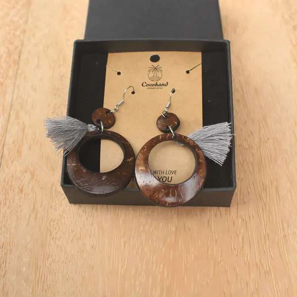 BÔNG TAI DỪA TRÒN PHỐI TUA RUA