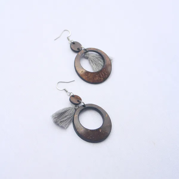 BÔNG TAI DỪA TRÒN PHỐI TUA RUA