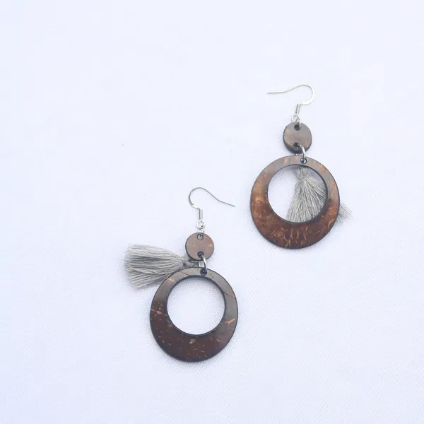 BÔNG TAI DỪA TRÒN PHỐI TUA RUA