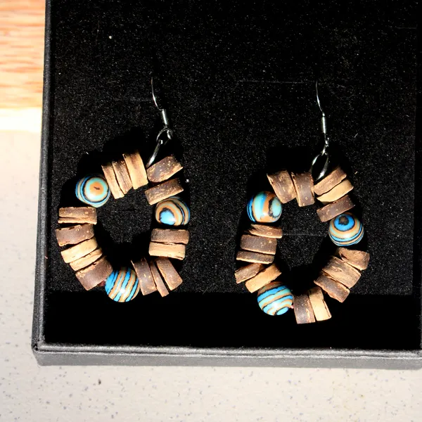 BÔNG TAI CHUỖI DỪA PHỐI HẠT MALACHITE