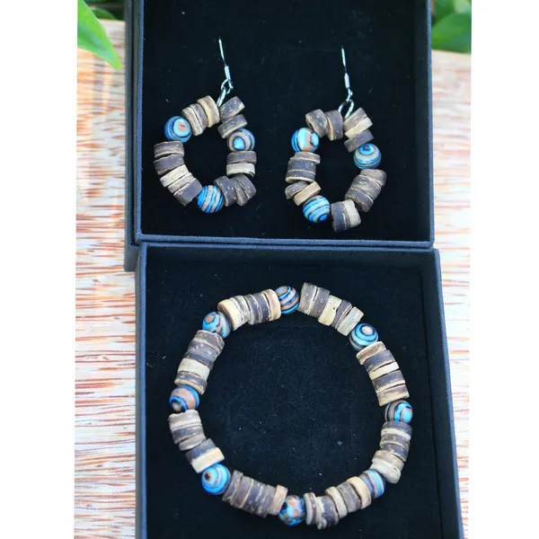 BỘ TRANG SỨC DỪA PHỐI HẠT MALACHITE ( 2 MÓN )