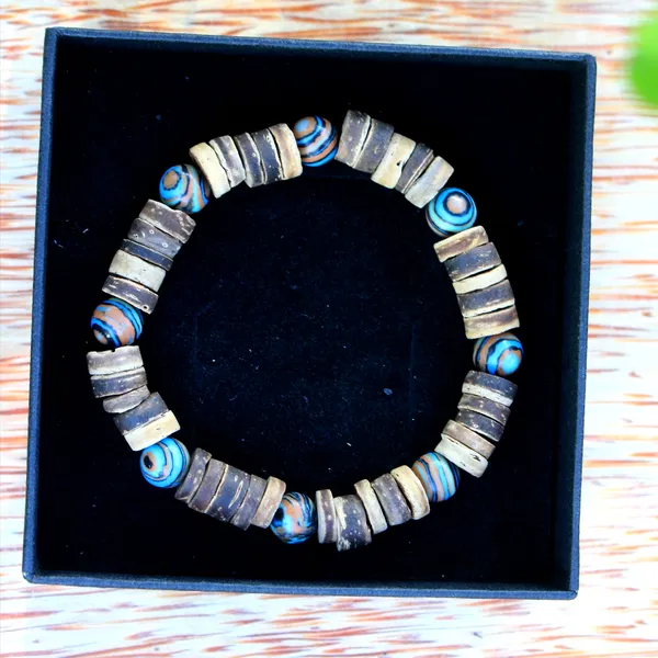 VÒNG TAY CHUỖI DỪA PHỐI HẠT MALACHITE