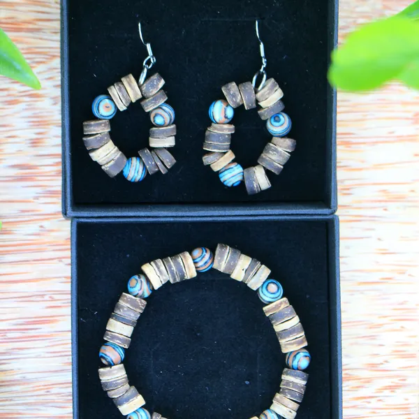 VÒNG TAY CHUỖI DỪA PHỐI HẠT MALACHITE