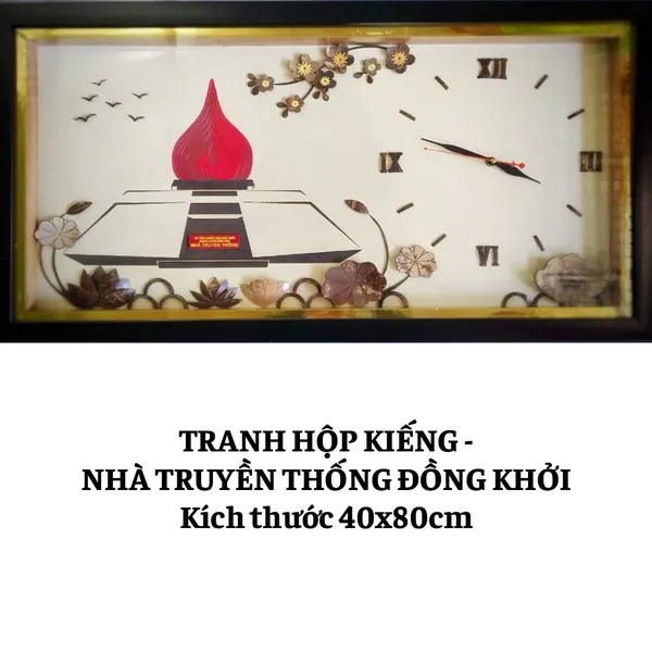TRANH HỘP KIẾNG ĐỒNG HỒ 40x80cm - NHÀ TRUYỀN THỐNG ĐỒNG KHỞI