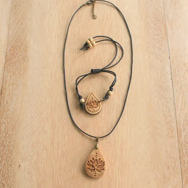 BỘ TRANG SỨC GIỌT NƯỚC HỌA TIẾT SEN ( 2 MÓN ) 