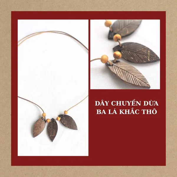 DÂY CHUYỀN DỪA BA LÁ KHẮC THÔ