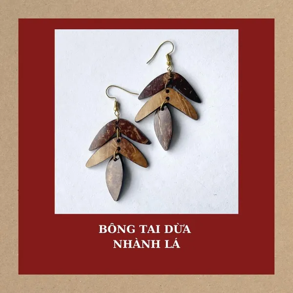 BÔNG TAI DỪA DÁNG LÁ XẾP TẦNG