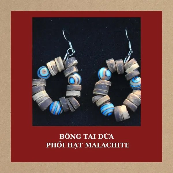 BÔNG TAI CHUỖI DỪA PHỐI HẠT MALACHITE