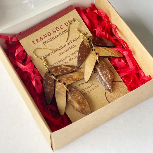 BÔNG TAI DỪA DÁNG LÁ XẾP TẦNG