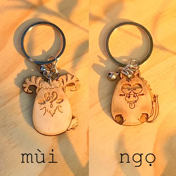 MÓC KHÓA DỪA 12 CON GIÁP SIÊU CUTE  - NHẬN KHẮC MẶT SAU THEO YÊU CẦU