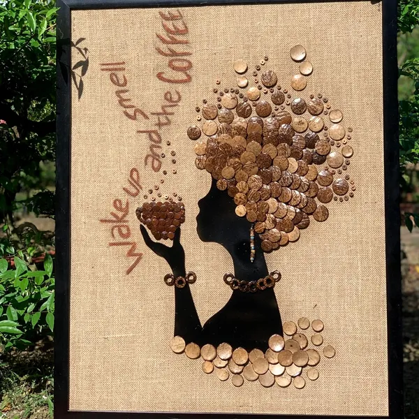 TRANH DỪA DECOR 70X90CM - THỨC GIẤC CÙNG CÀ PHÊ