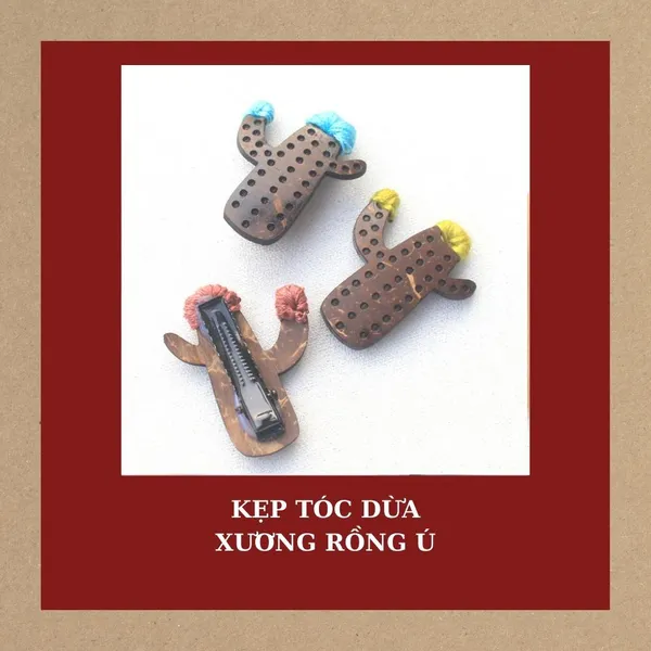 KẸP TÓC DỪA XƯƠNG RỒNG CUTE ( 1 KẸP )