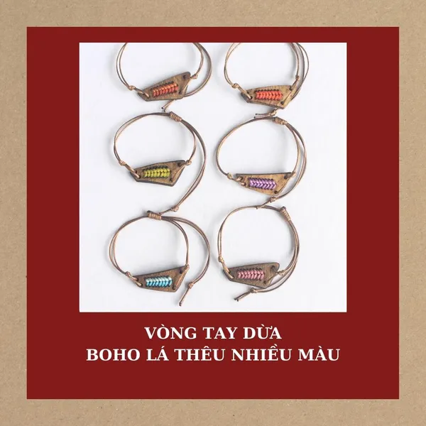 VÒNG TAY DỪA PHONG CÁCH BOHO LÁ THÊU