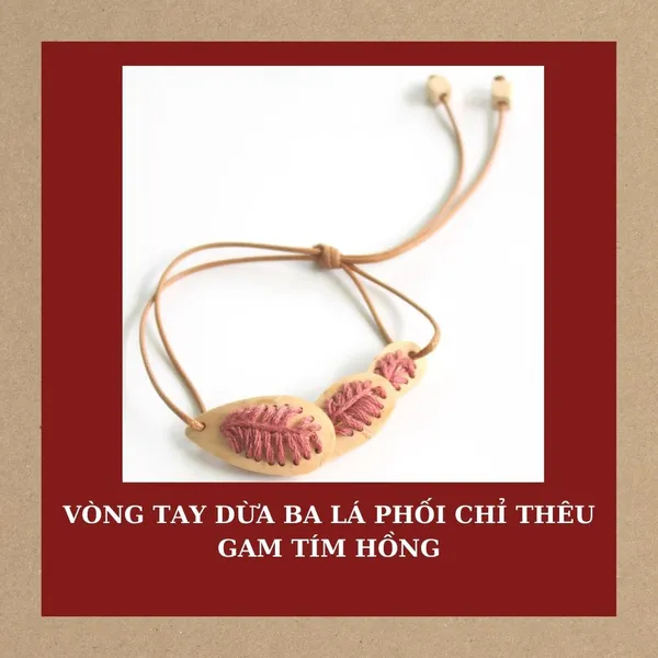VÒNG TAY BA LÁ PHỐI CHỈ THÊU, 4 màu tùy chọn