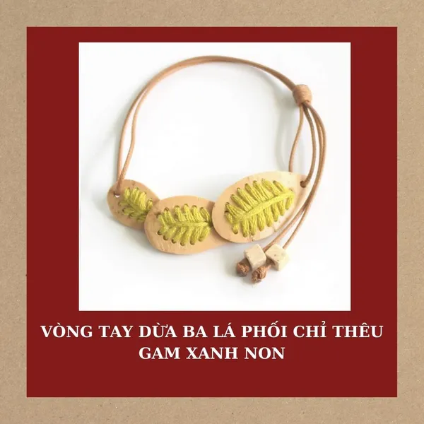 VÒNG TAY BA LÁ PHỐI CHỈ THÊU, 4 màu tùy chọn