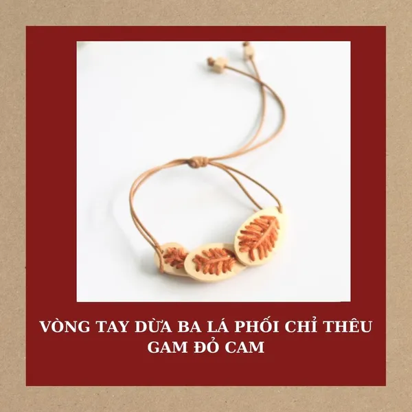 VÒNG TAY BA LÁ PHỐI CHỈ THÊU, 4 màu tùy chọn