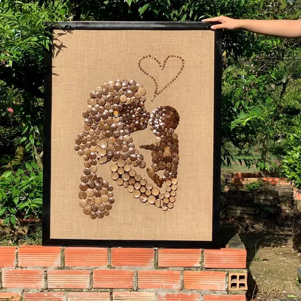 TRANH DỪA DECOR 70X90CM - MẸ VÀ BÉ