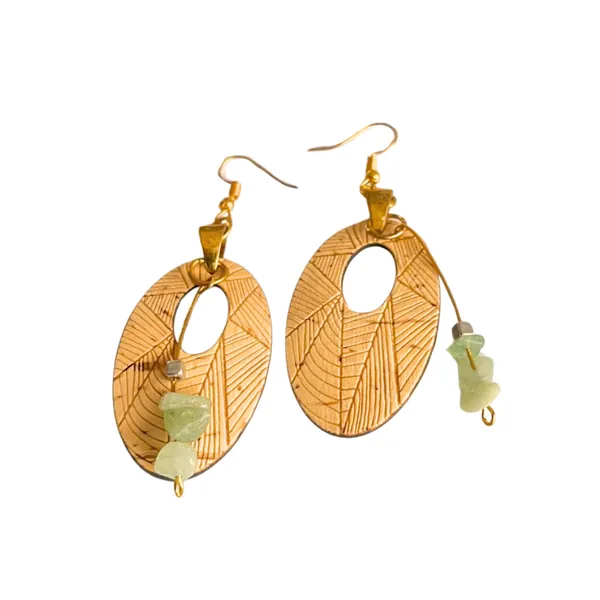 BÔNG TAI DỪA OVAL PHỐI ĐÁ XANH MINI