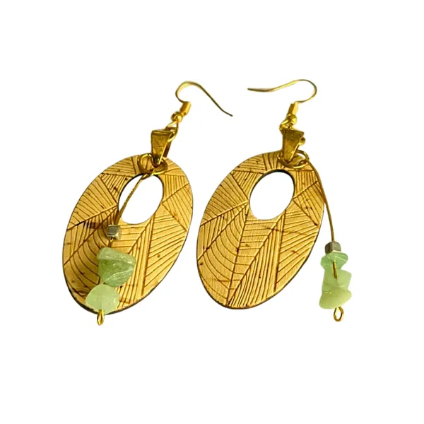 BÔNG TAI DỪA OVAL PHỐI ĐÁ XANH MINI