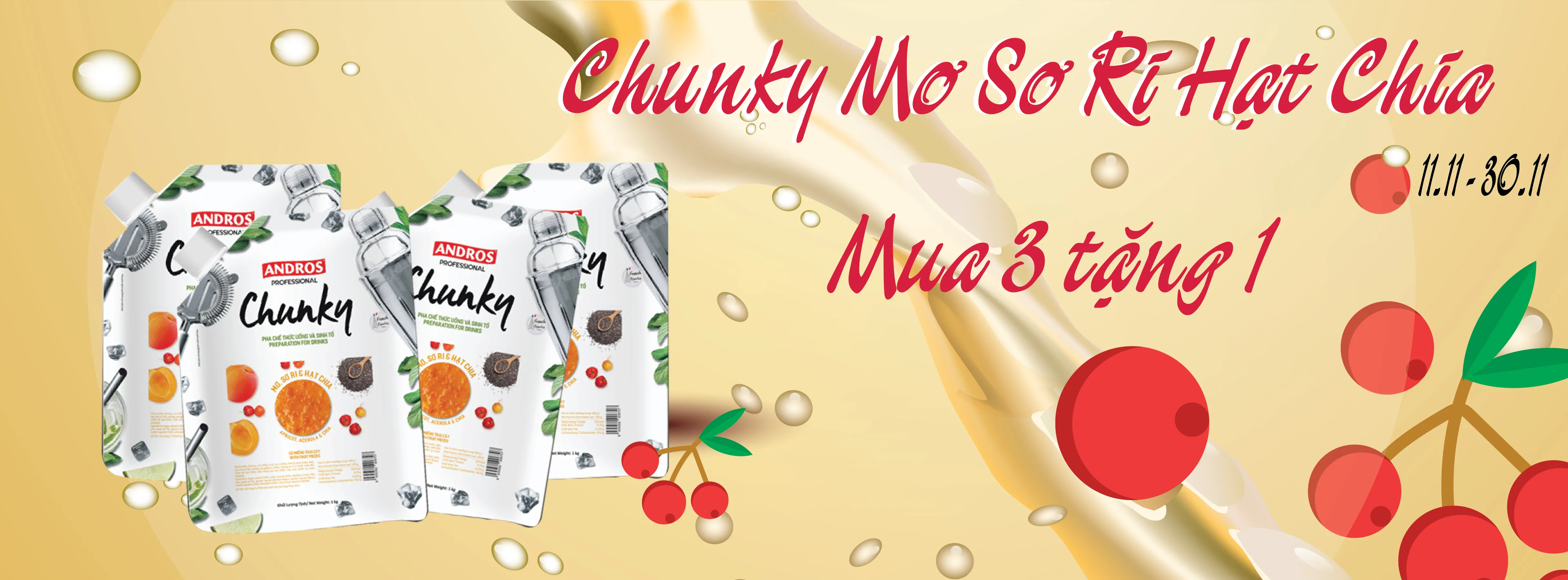 CHUNKY MƠ SƠ RI HẠT CHIA MUA 3 TẶNG 1