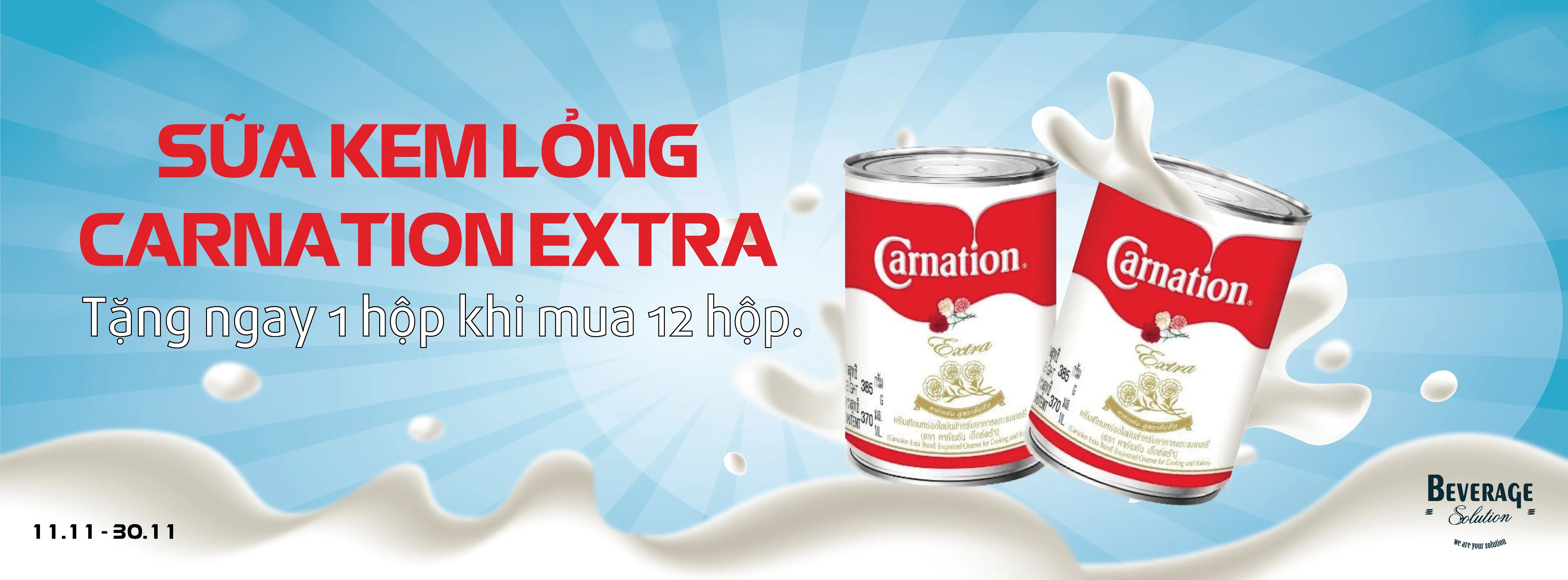 SỮA KEM LỎNG CARNATION EXTRA MUA 12 TẶNG 1