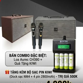 Loa di động Aurec CH-390 + Tặng kèm bộ sạc KIWI ( 4 pin 2800mAh + 1 Dock sạc) trị giá 500k