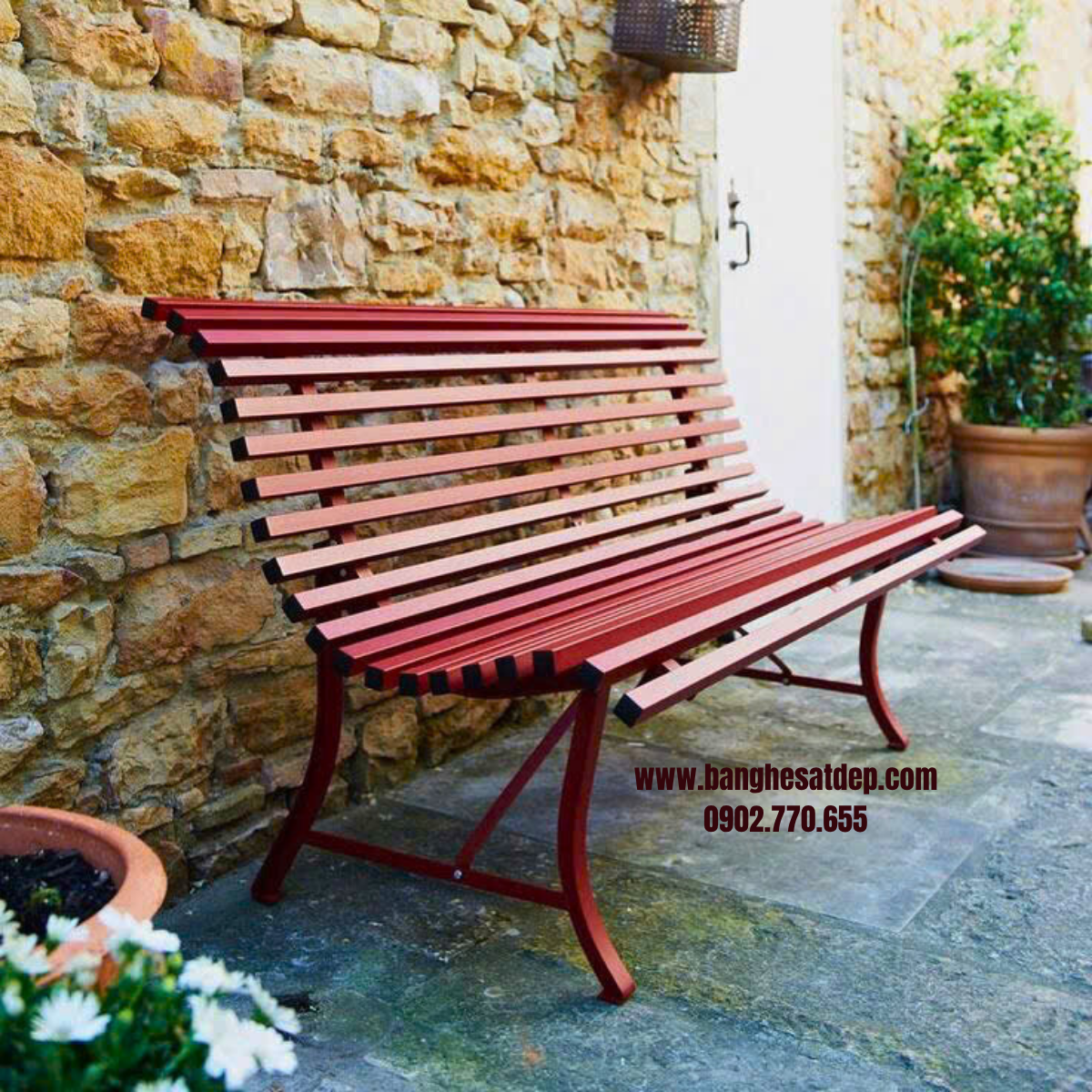 Ghế băng dài khung sắt hộp KH25-GD03 Ghế băng dài khung sắt hộp KH25-GD03