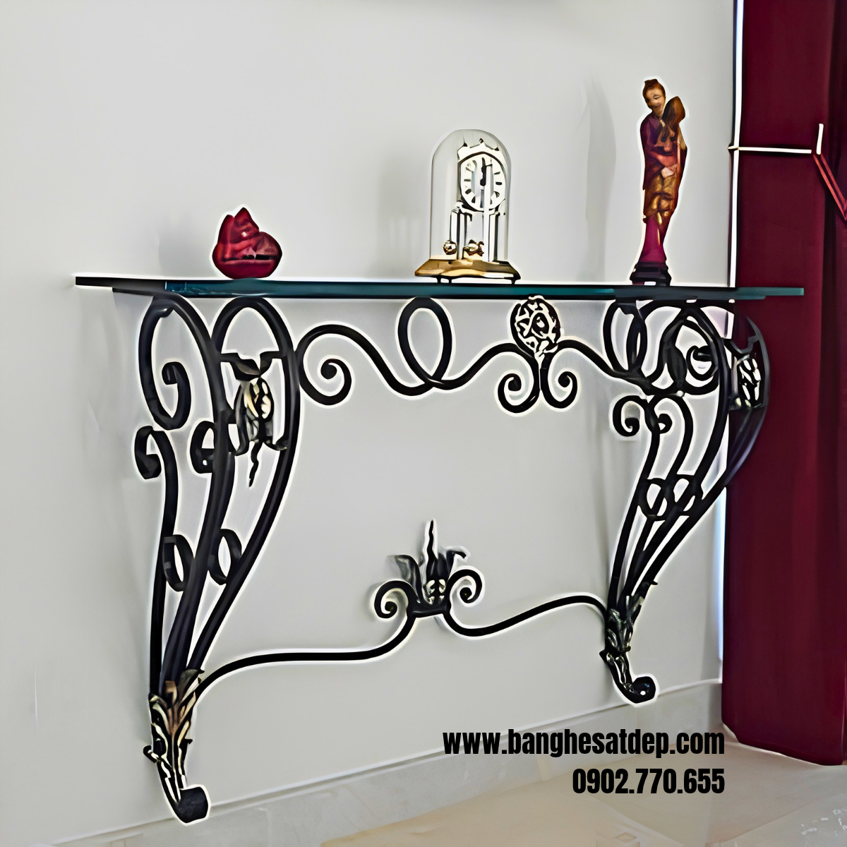 Bàn ốp tường sắt mỹ thuật kh26-b02 Bàn ốp tường sắt mỹ thuật kh26-b02