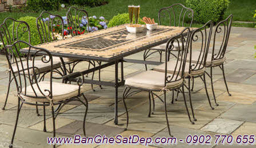 Bàn ghế sân vườn sắt nghệ thuật KH-BG008 Bàn ghế sân vườn sắt nghệ thuật KH-BG008
