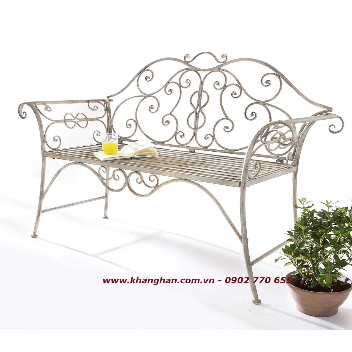 Long iron bench forged iron art KH17-GD001 Long iron bench forged iron art KH17-GD001