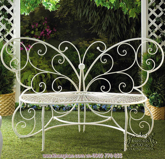 Ghế dài sắt rèn mỹ thuật hình cánh bướm KH15-GD014 Ghế dài sắt rèn mỹ thuật hình cánh bướm KH15-GD014