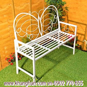 Ghế dài sắt rèn mỹ thuật hình cánh bướm KH15-GD015 Ghế dài sắt rèn mỹ thuật hình cánh bướm KH15-GD015
