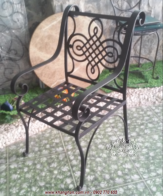 Ghế sắt rèn nghệ thuật hoa văn cắt CNC KH15-G007 Ghế sắt rèn nghệ thuật hoa văn cắt CNC KH15-G007