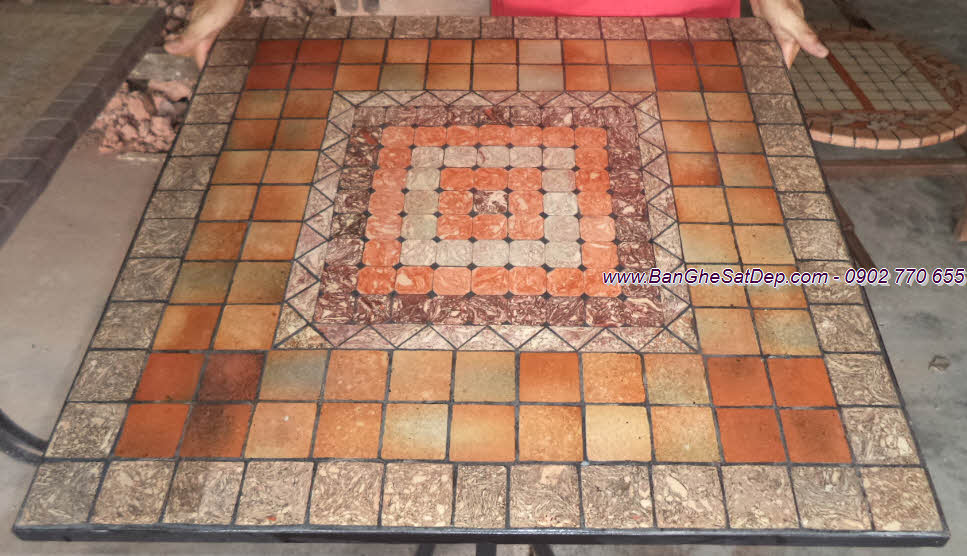 Mặt bàn Mosaic hình ô vuông màu sắc tươi sáng KH14-M015 Mặt bàn Mosaic hình ô vuông màu sắc tươi sáng KH14-M015