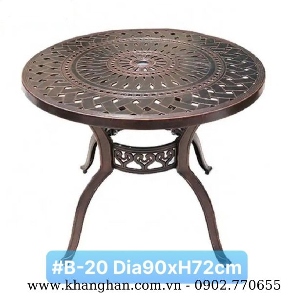 Mẫu bàn tròn  nhôm đúc  KH23-B20 sơn tĩnh điện phong cách Bistro tân cổ điển Mẫu bàn tròn  nhôm đúc  KH23-B20 sơn tĩnh điện phong cách Bistro tân cổ điển