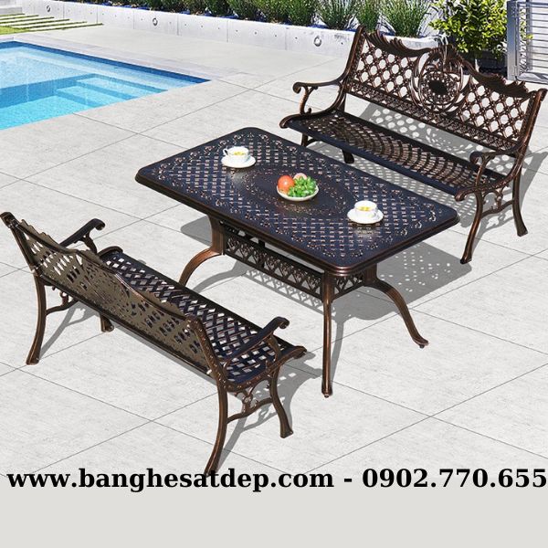 Bàn ghế ngoài trời nhôm đúc hình chữ nhật KH23-B34.2GB01 Bàn ghế ngoài trời nhôm đúc hình chữ nhật KH23-B34.2GB01