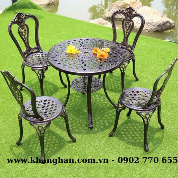 Bàn ghế nhôm đúc trang trí sân vườn KH23-B39.4G08 Bàn ghế nhôm đúc trang trí sân vườn KH23-B39.4G08