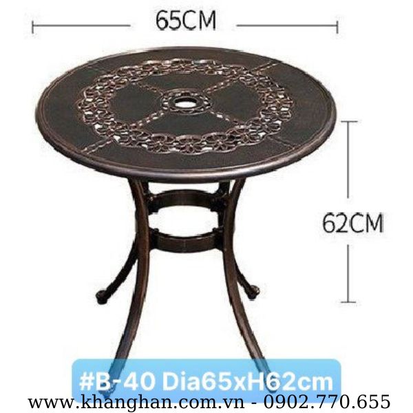 Mẫu bàn ngoài trời phong cách cổ điển bằng nhôm đúc KH23-B40 Mẫu bàn ngoài trời phong cách cổ điển bằng nhôm đúc KH23-B40