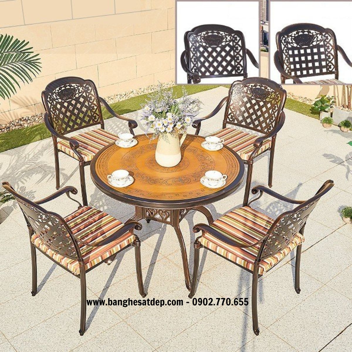 Mẫu bàn ghế nhôm đúc nhập khẩu KH23-B44.4G01 Mẫu bàn ghế nhôm đúc nhập khẩu KH23-B44.4G01