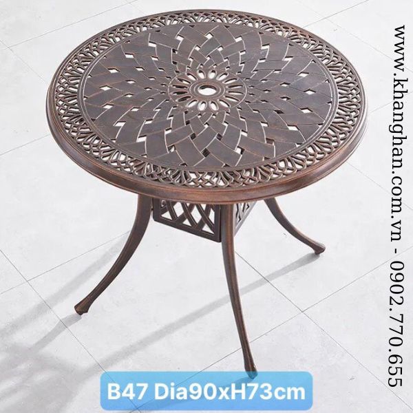 Bàn sân vườn nhôm đúc sơn tĩnh điện phong cách tân cổ điển KH23-B47 Bàn sân vườn nhôm đúc sơn tĩnh điện phong cách tân cổ điển KH23-B47