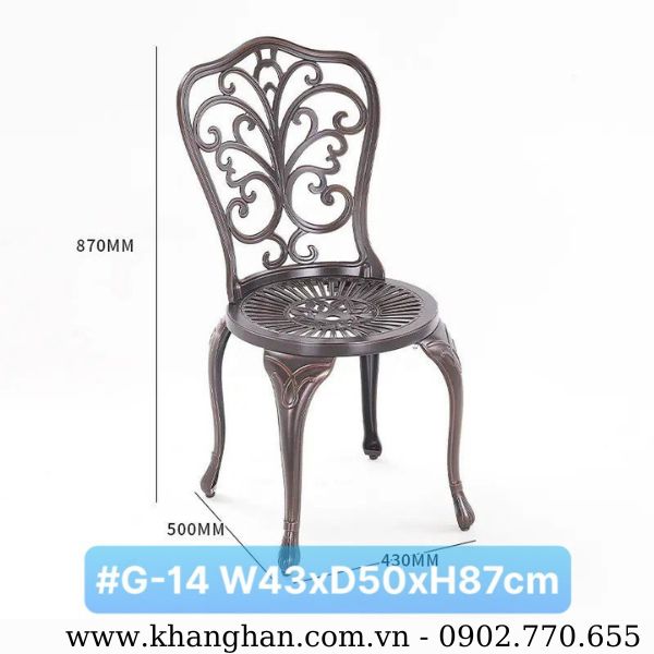Mẫu ghế ngoài trời nhôm đúc KH23-B14 Mẫu ghế ngoài trời nhôm đúc KH23-B14