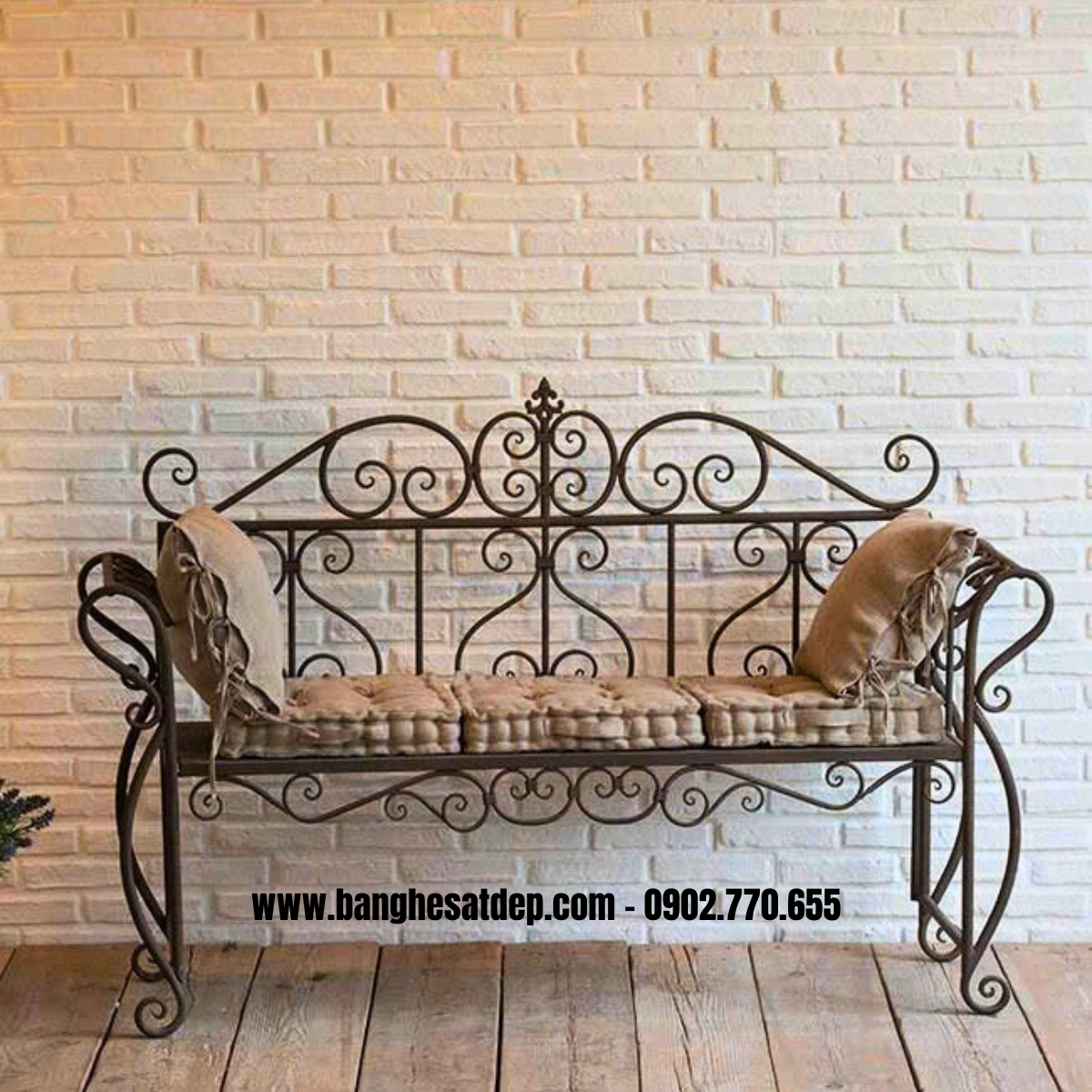 Ghế băng dài sắt mỹ thuật KH25-GD02 Ghế băng dài sắt mỹ thuật KH25-GD02