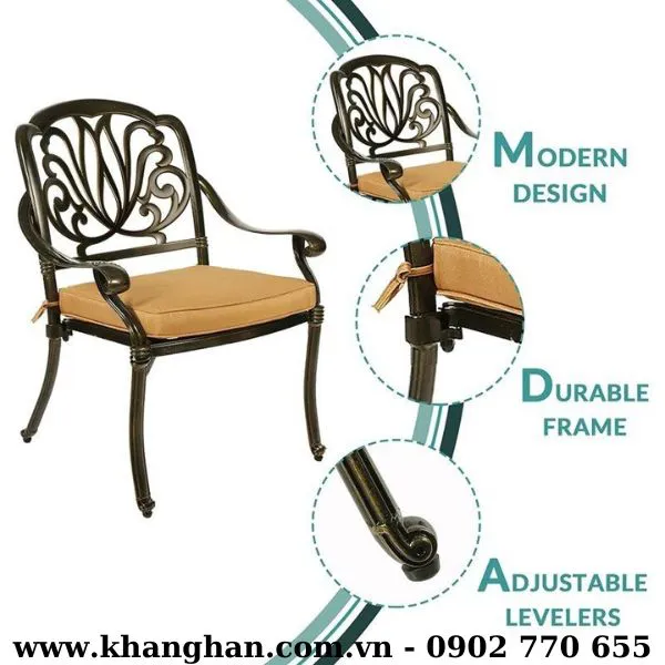 BỘ BÀN VUÔNG MẶT GỐM 4 GHẾ SÂN VƯỜN BẰNG NHÔM ĐÚC