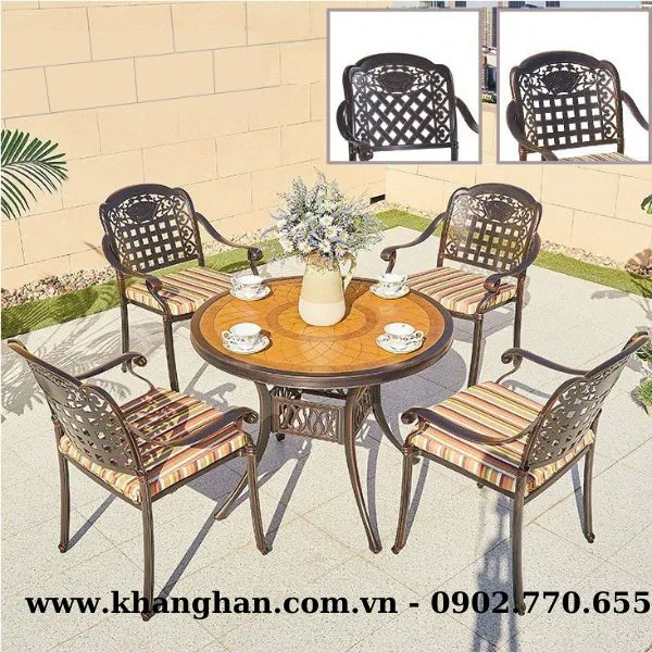 MẪU BÀN TRÒN 4 GHẾ NHÔM ĐÚC NHẬP KHẨU  KH23-B44.4G01/01A