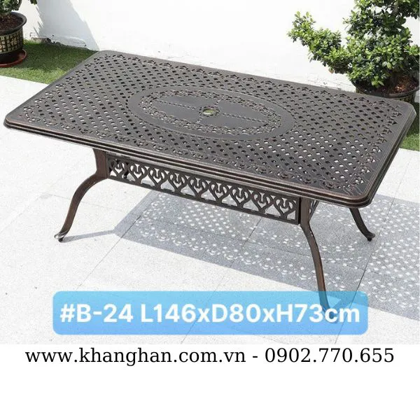 BÀN NGOÀI TRỜI NHÔM ĐÚC HÌNH CHỮ NHẬT KH23-B24