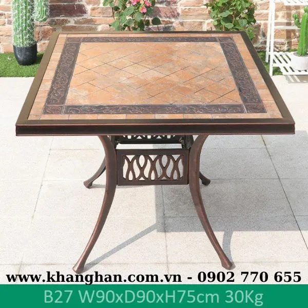 BÀN VUÔNG NHÔM ĐÚC MẶT GỐM KH23-B27
