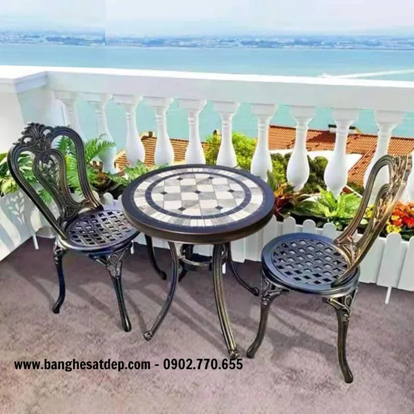 BỘ BÀN TRÒN 2 GHẾ NHÔM ĐÚC NHẬP KHẨU
