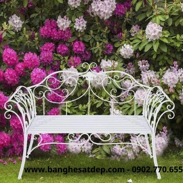 Mẫu ghế dài sân vườn bằng sắt nghệ thuật đẹp