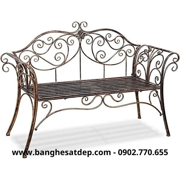 Mẫu ghế dài sân vườn bằng sắt nghệ thuật đẹp
