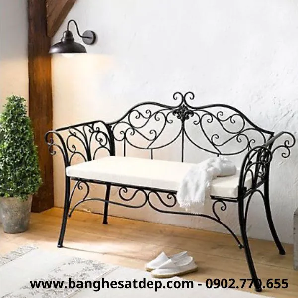 Mẫu ghế dài sân vườn bằng sắt nghệ thuật đẹp
